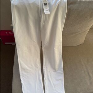 Eileen Fisher White Straight-Leg Crepe Summer Pants